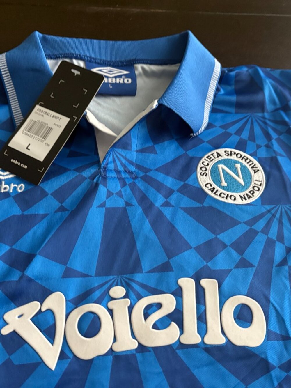 NEW Umbro Napoli 1991 1992 Blue Home Soccer Football Jersey Size Large - Picture 3 of 5